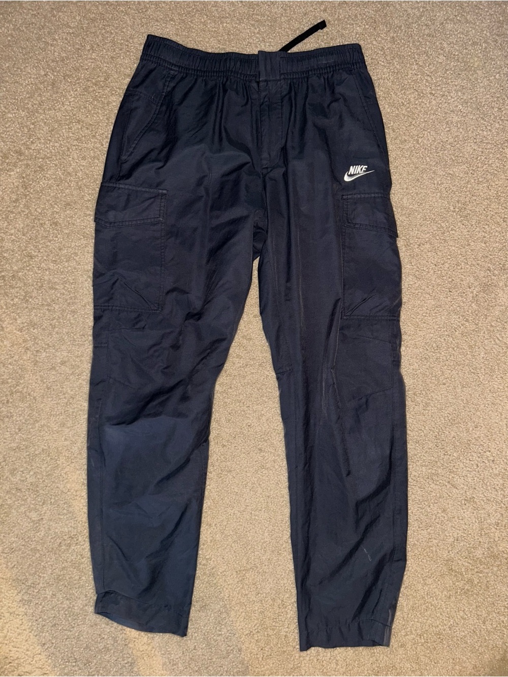 Nike Dark Gray Drawstring Track Pants with Black Accents